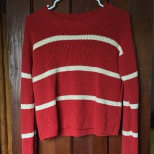 Red and Cream Striped Sweater